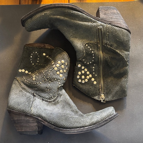 LIBERTY Black Shoes - Liberty Black Studded Ankle Boots with Zipper 7.5 leather